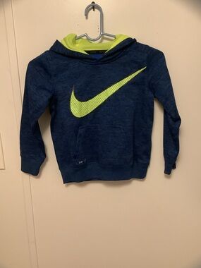 Nike Youth Navy Hoodie with Neon Green Swoosh